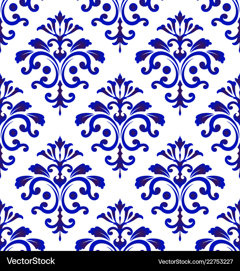 Damask Floral Tile Pattern Vector Image