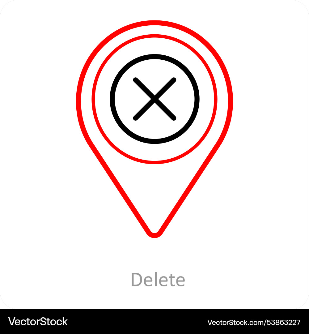 Delete and location icon concept Vector Image