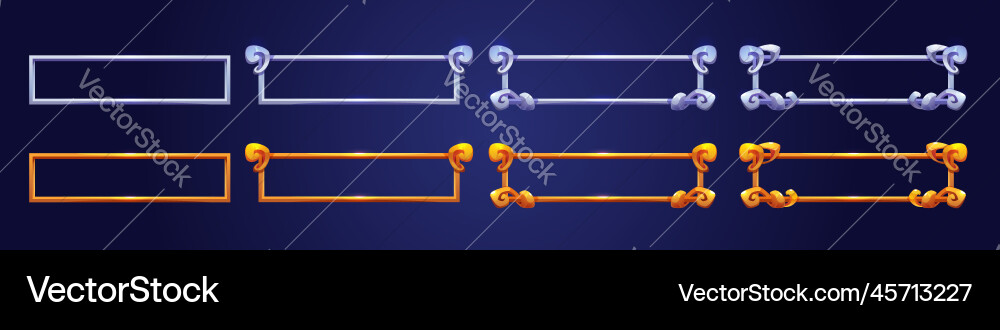 Empty rectangle game frames in medieval style Empty rectangle game frames in medieval style vector image