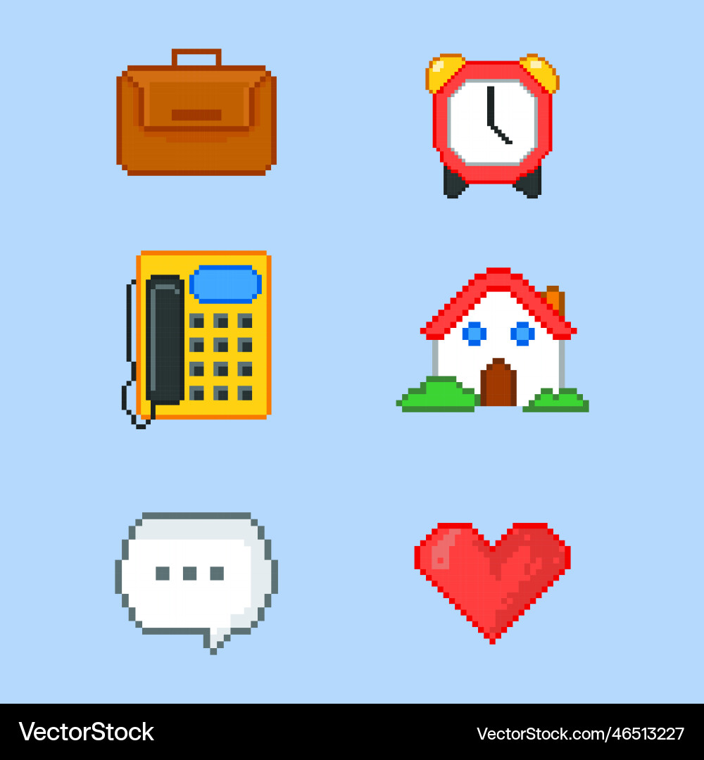 Flat design pixel art element set Flat design pixel art element set Vector Image