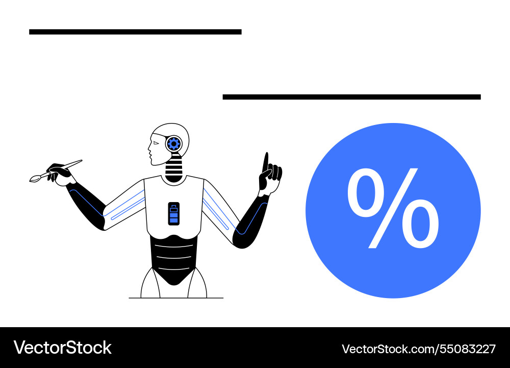 Futuristic robot analyzing data with pen Futuristic robot analyzing data with pen Vector Image