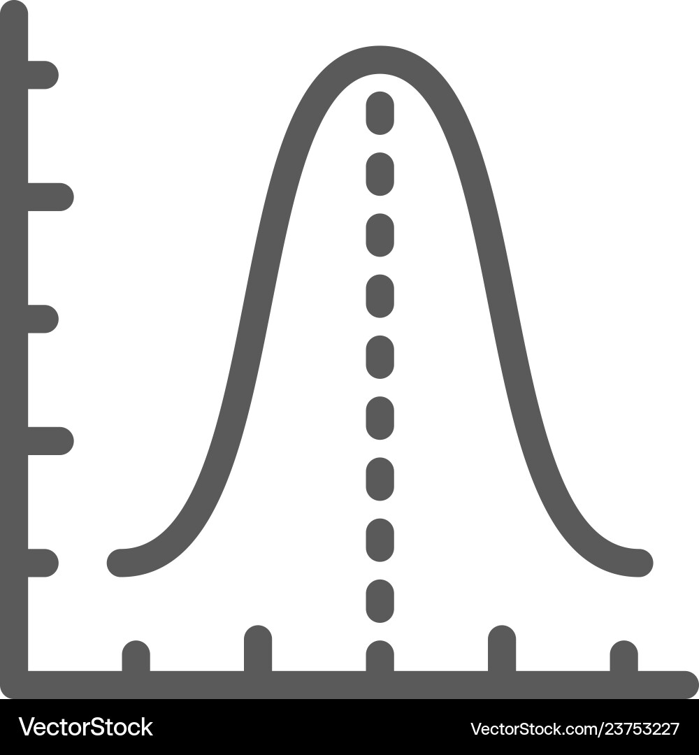 Gauss histogram function graph parabola line icon Gauss histogram function graph parabola line icon vector image