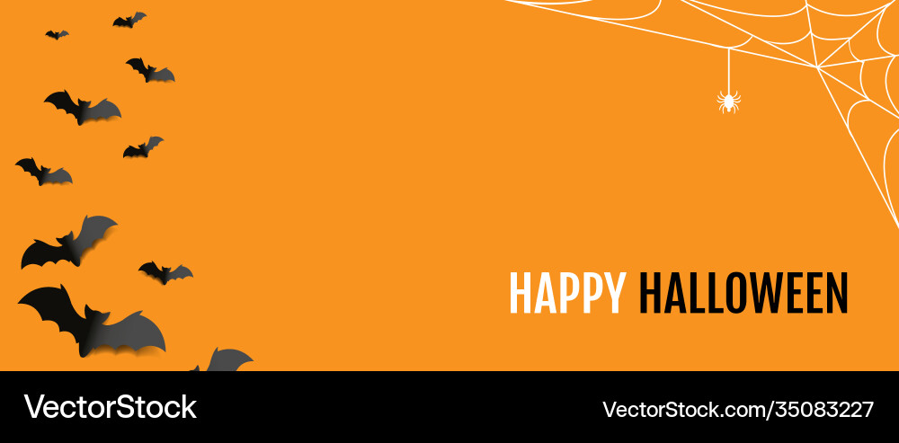 Happy halloween banner with orange background Happy halloween banner with orange background vector image