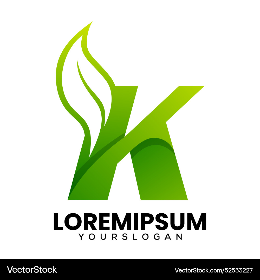 Initial letter k leaf logo design Royalty Free Vector Image