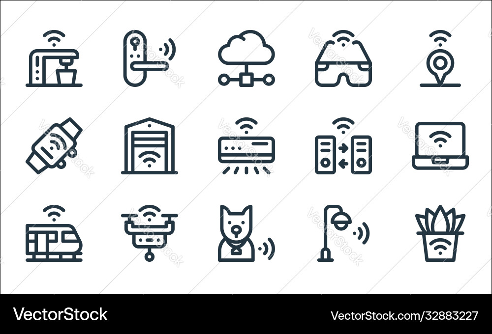 Internet things line icons linear set quality Vector Image
