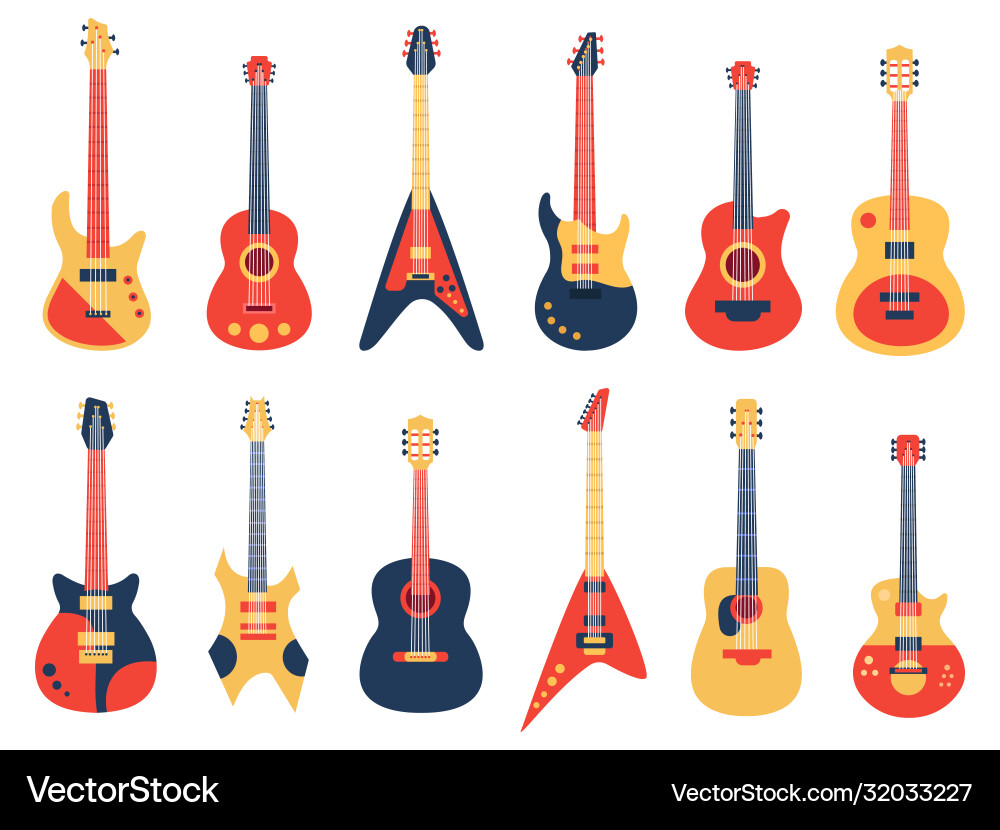 Musical guitar acoustic electric rock and jazz Musical guitar acoustic electric rock and jazz vector image