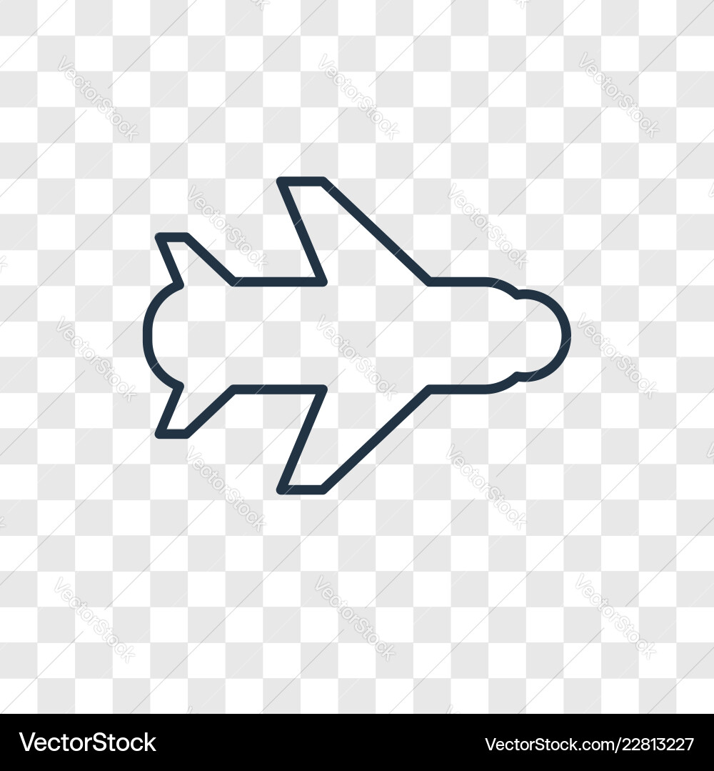 Plane concept linear icon isolated on transparent Plane concept linear icon isolated on transparent vector image
