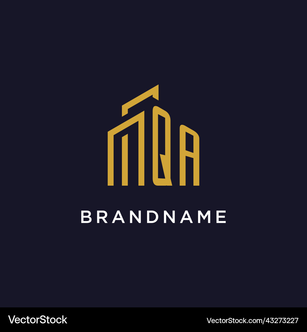 Qa initial monogram with building logo design Qa initial monogram with building logo design Vector Image