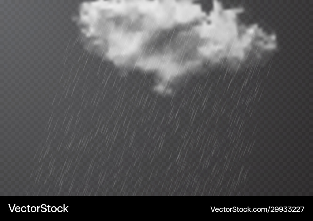 Rain drops with clouds on transparent background Rain drops with clouds on transparent background vector image