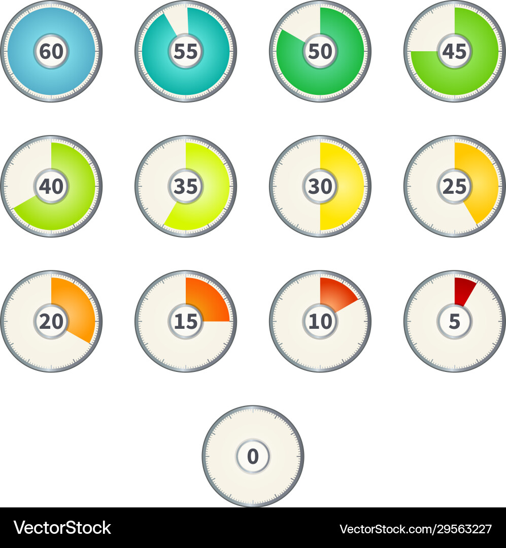 Set gradient color round dial clocks Set gradient color round dial clocks vector image