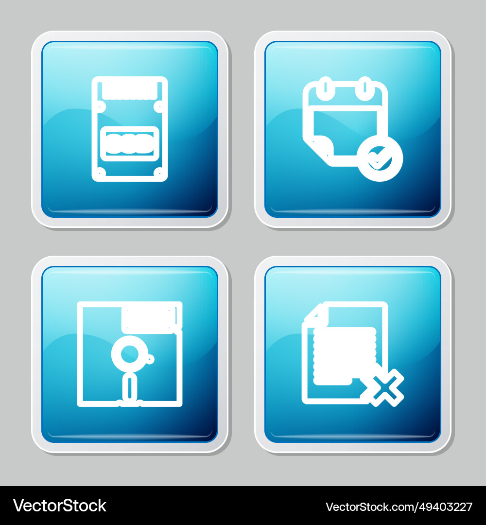 Set line ssd card calendar with check mark floppy Set line ssd card calendar with check mark floppy vector image