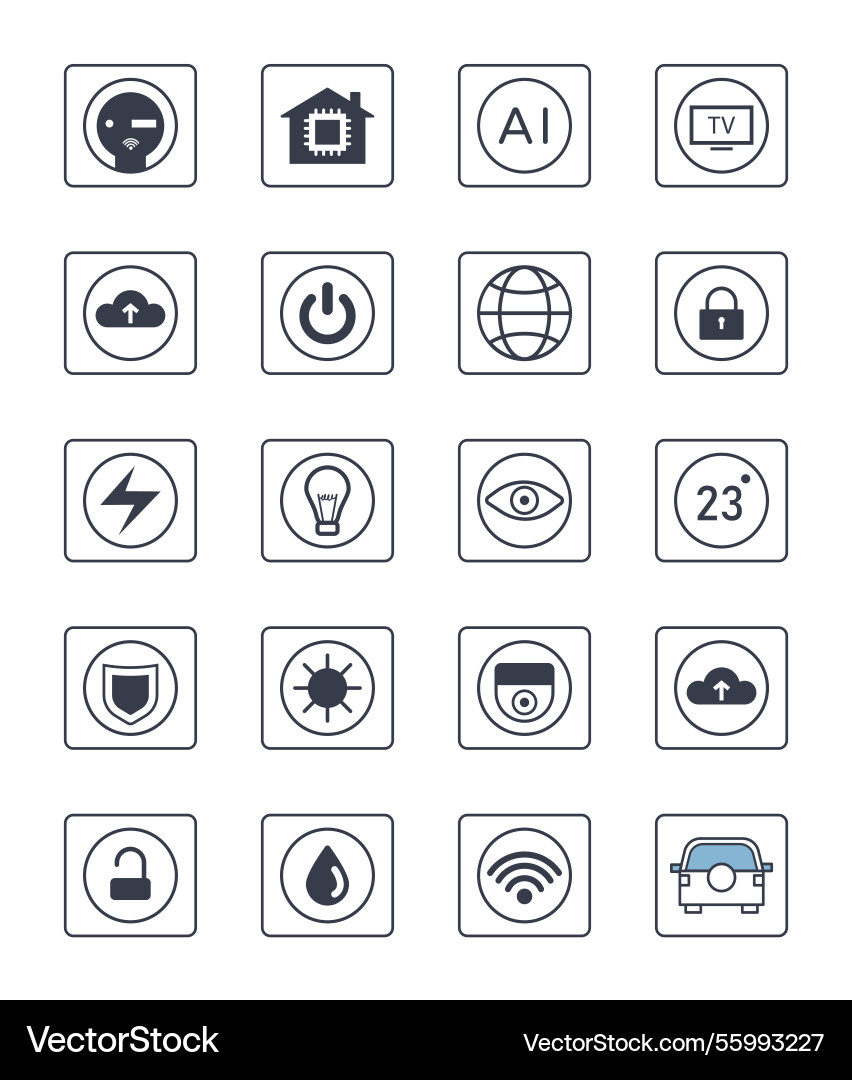 Smart home automation interface icons collection Smart home automation interface icons collection vector image