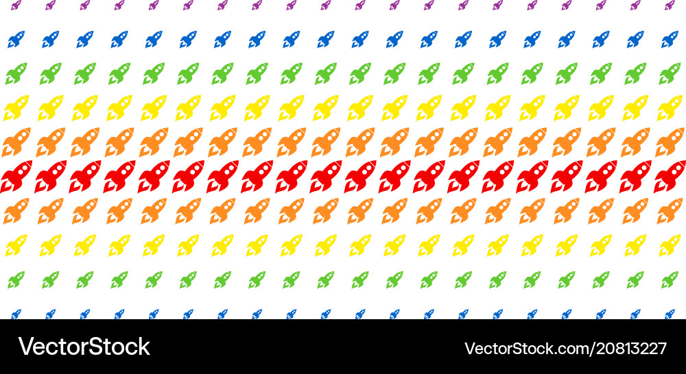 Space rocket launch shape halftone spectrum grid Space rocket launch shape halftone spectrum grid vector image