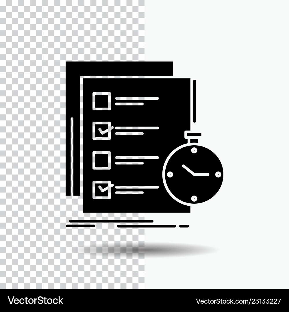 Todo task list check time glyph icon Todo task list check time glyph icon vector image