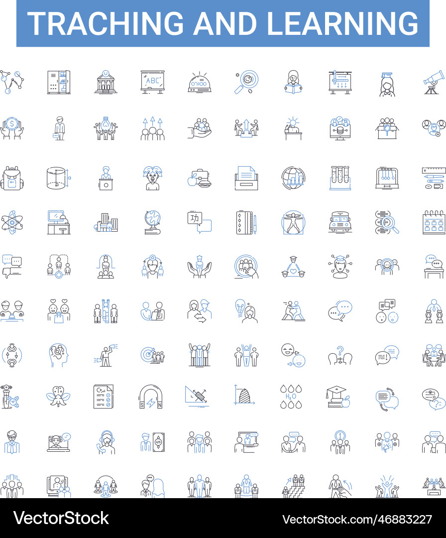 Traching and learning outline icons collection Traching and learning outline icons collection Vector Image