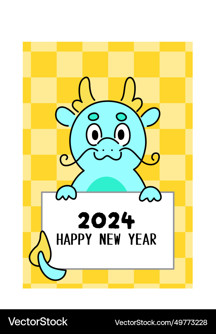 Asian dragon holding signboard card Asian dragon holding signboard card vector image