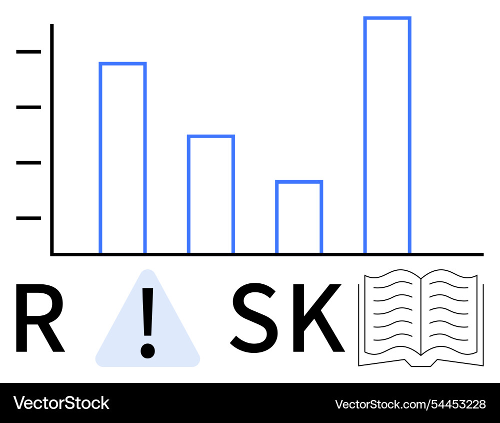 Bar chart with rising columns exclamation point Bar chart with rising columns exclamation point vector image