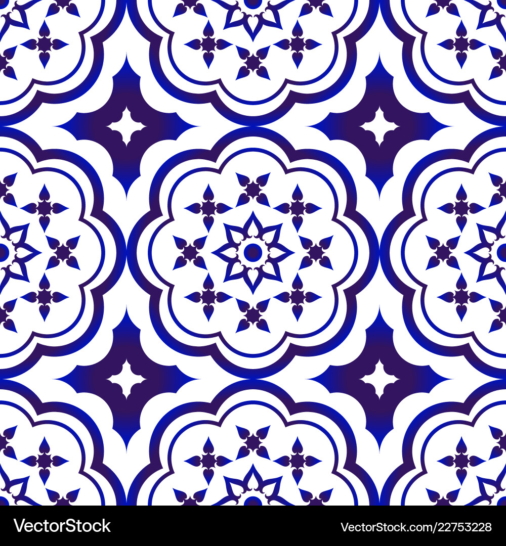 Ceramic Floral Tile Pattern Royalty Free Vector Image