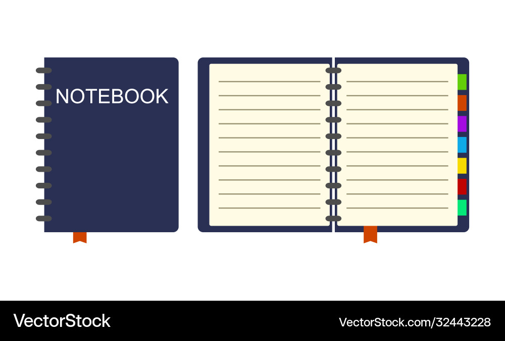 Closed and open notebook icon isolated on white Closed and open notebook icon isolated on white vector image