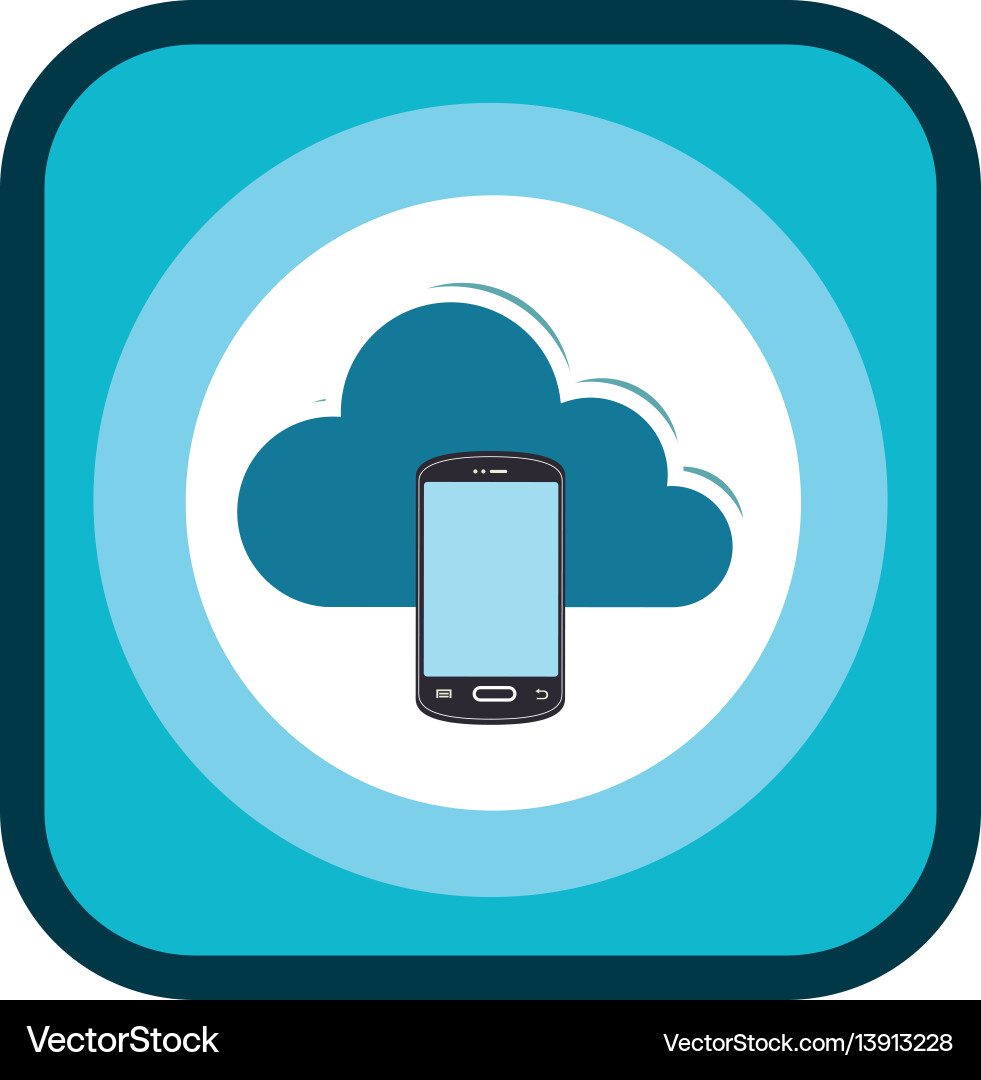 Color square frame with smartphone cloud service Vector Image