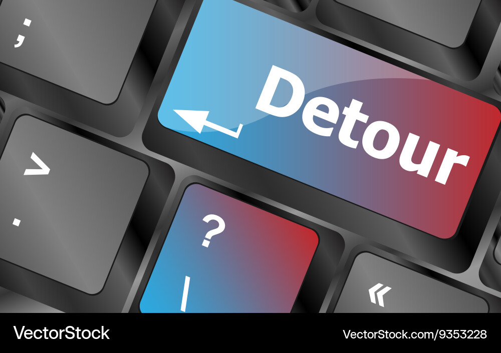 Computer keyboard with detour key - technology vector image