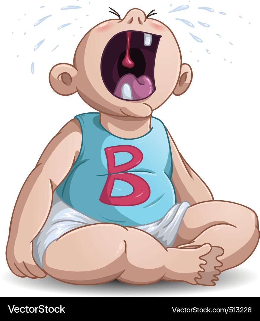 Crying Baby mit Buchstabe B Vektorbild