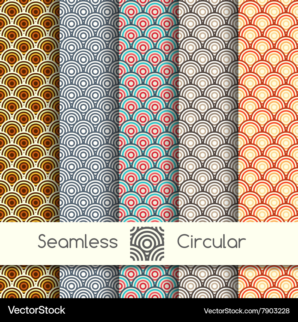 Five seamless circular patterns vector image