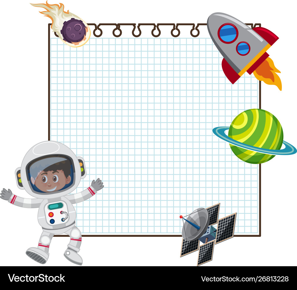Frame design template with astronaut and spaceship Frame design template with astronaut and spaceship vector image
