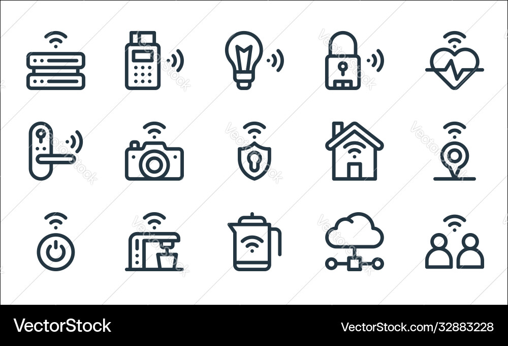 Internet things line icons linear set quality Vector Image