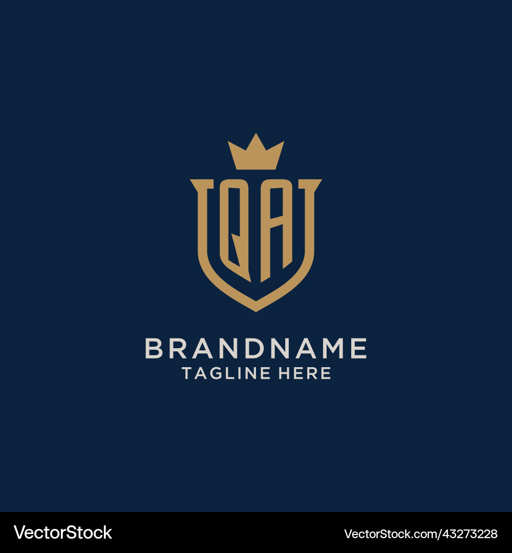 Qa initial shield crown logo Vector Image