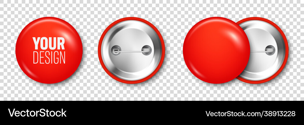 Realistic red blank badge 3d glossy round button Realistic red blank badge 3d glossy round button vector image