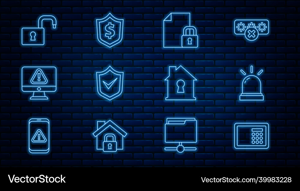 Set line safe motion sensor document and lock Set line safe motion sensor document and lock vector image