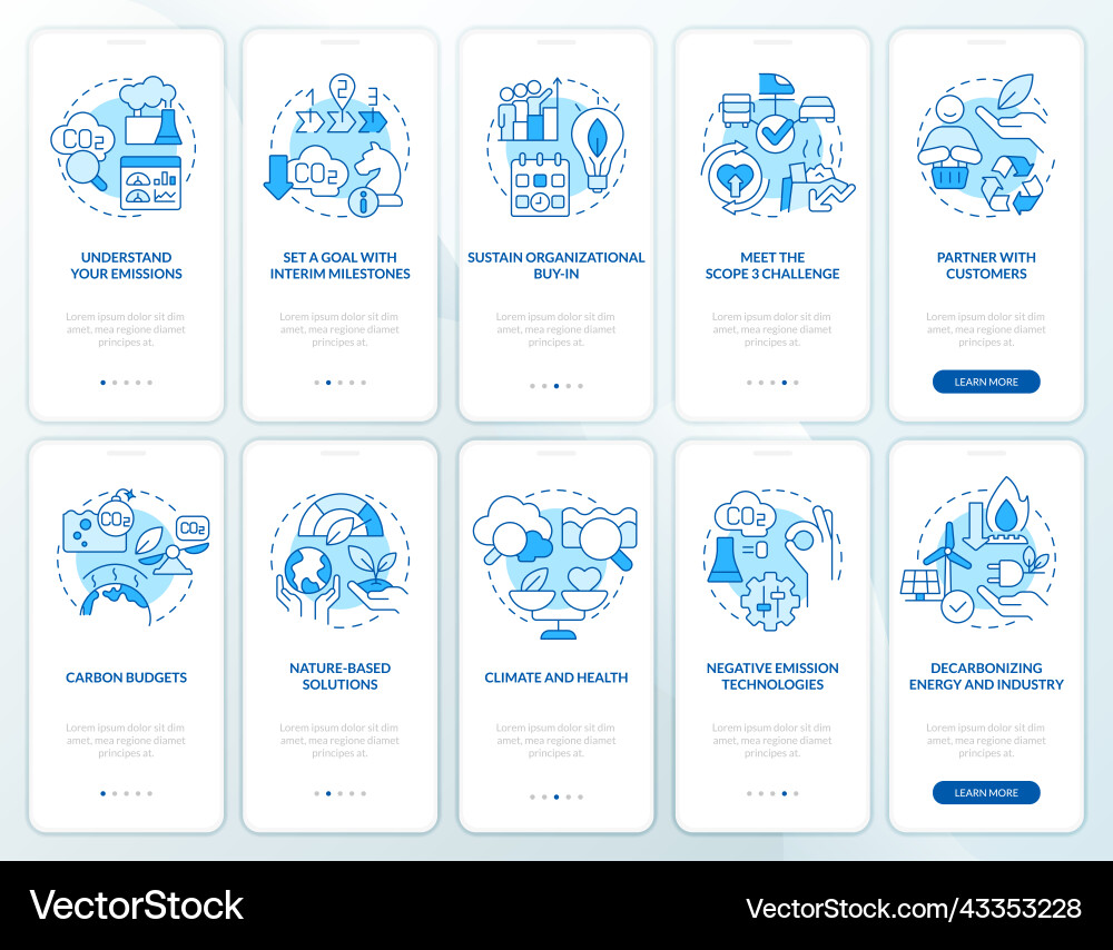 Transforming to net zero blue onboarding mobile Transforming to net zero blue onboarding mobile Vector Image