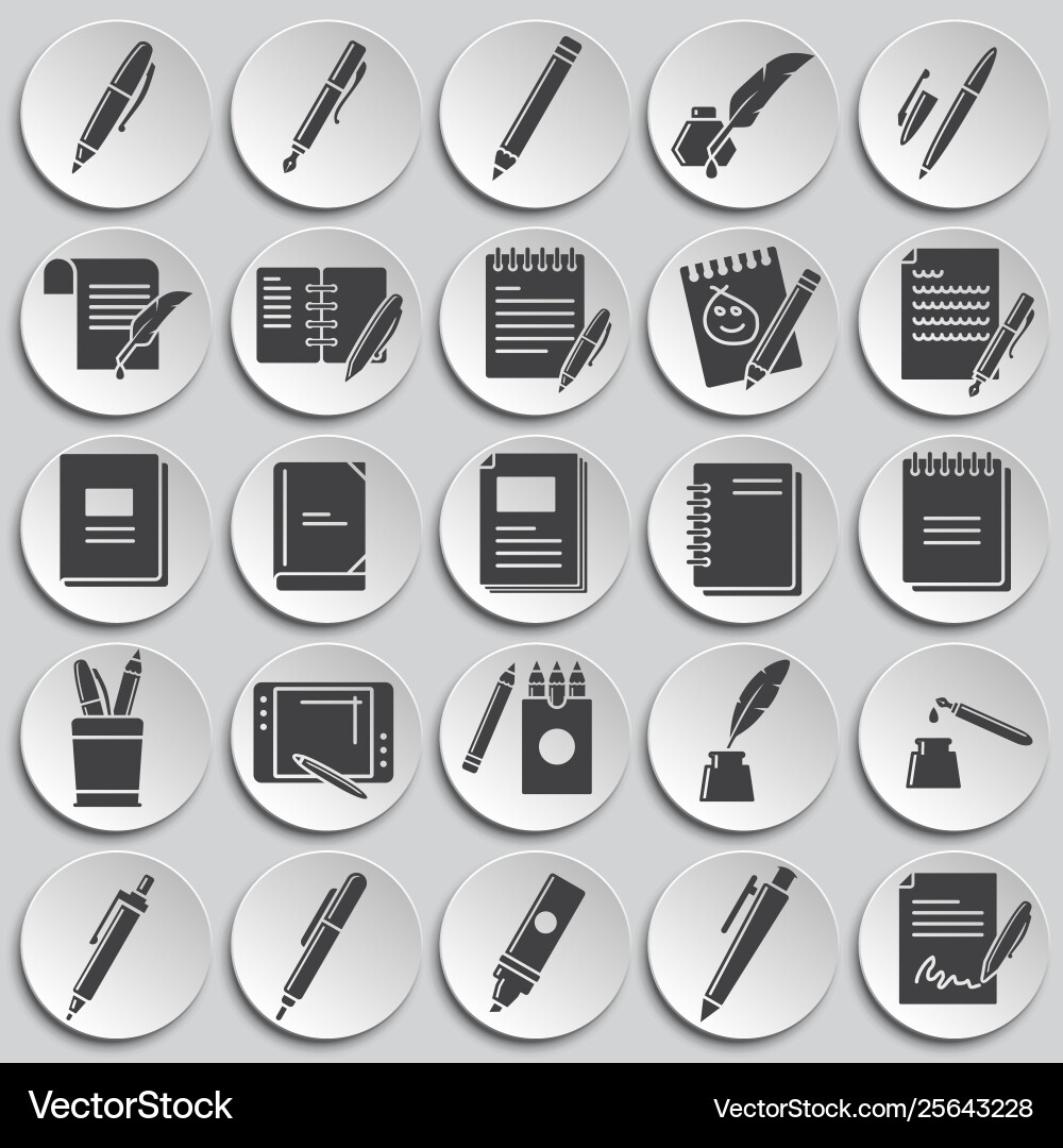 Writing related icons set on background Writing related icons set on background vector image
