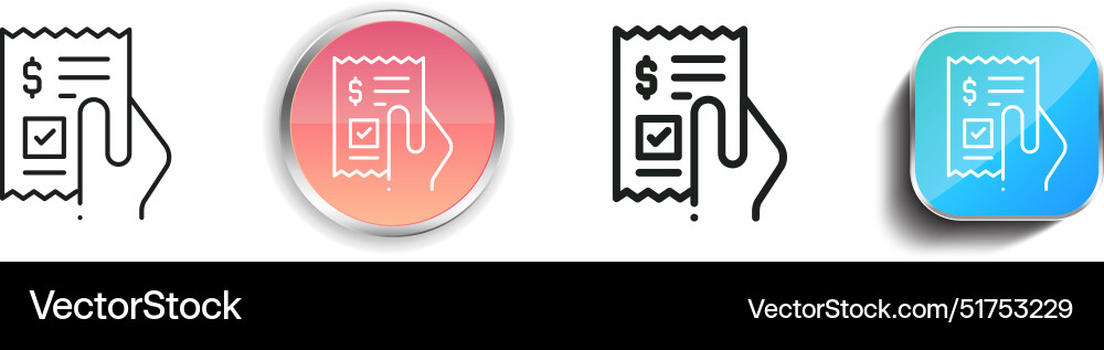 Bill icon thin linear regular and button style Bill icon thin linear regular and button style vector image
