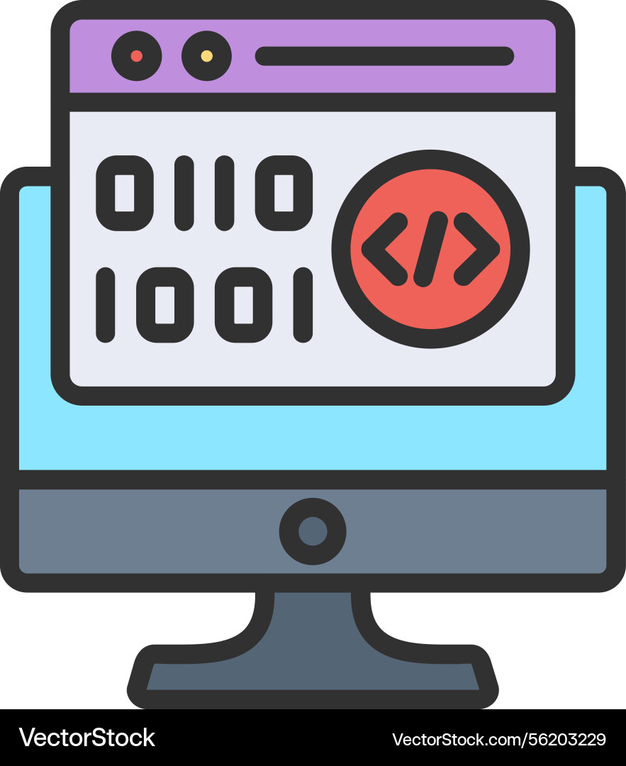 Binary code outline filled icon vector image