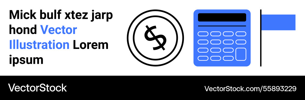 Calculator and dollar coin with text element Vector Image