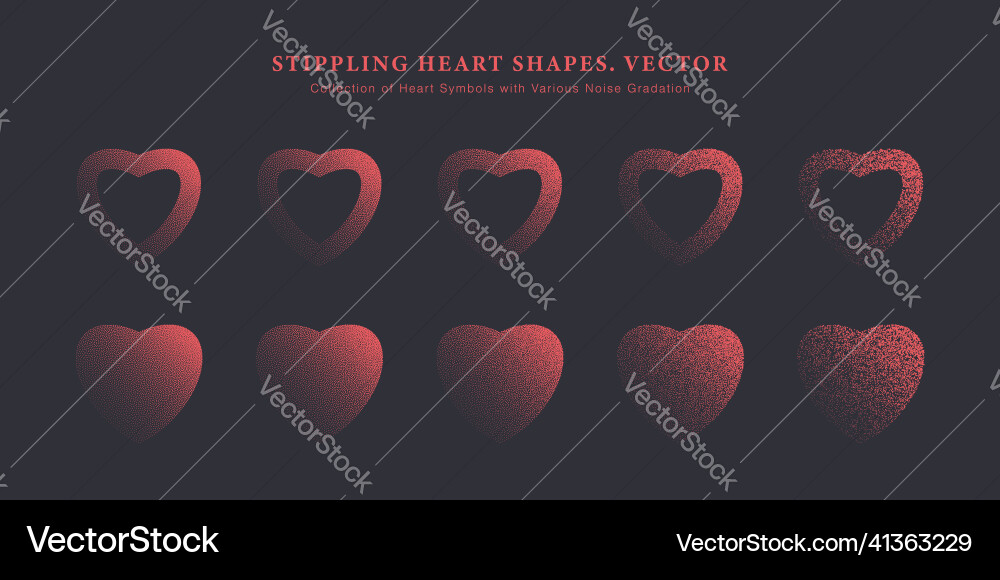 Collection of red heart symbol with various noise Collection of red heart symbol with various noise vector image