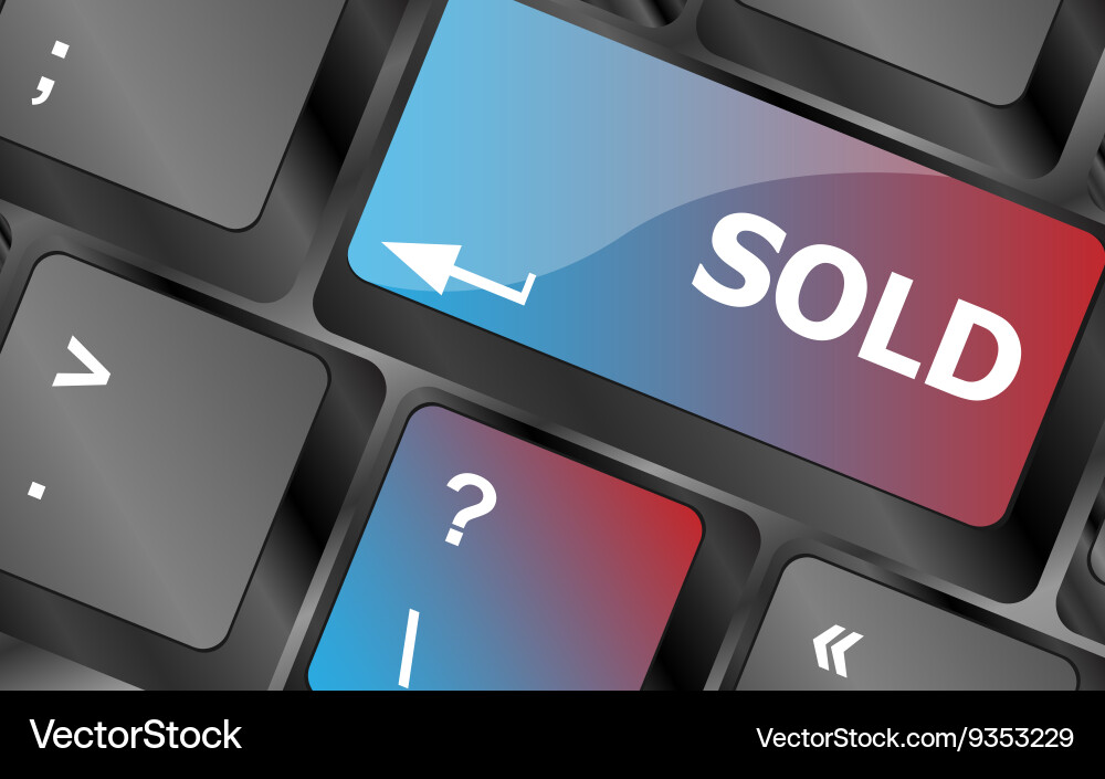 Computer keyboard with sold key - internet concept vector image