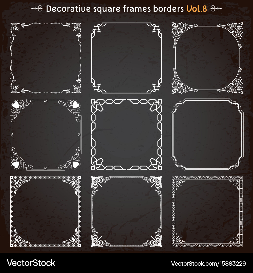 Elegant Square Frames & Borders Set vector image