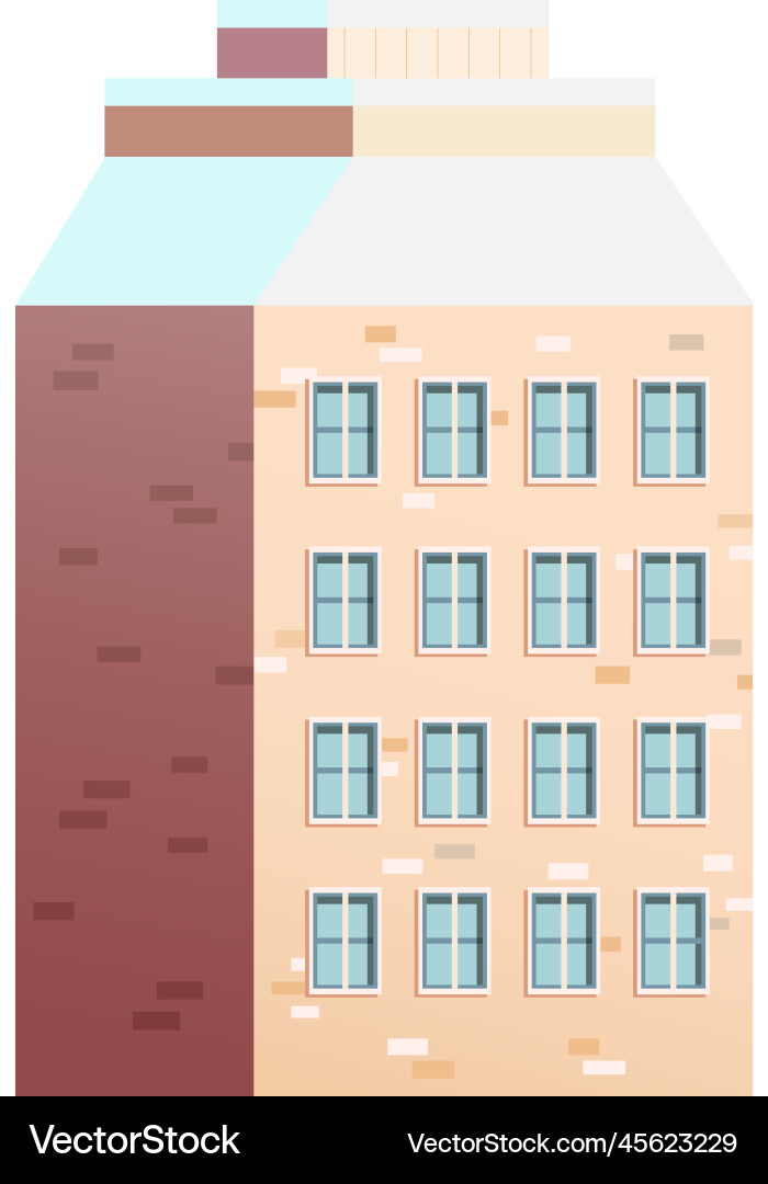 Flat winter building Royalty Free Vector Image