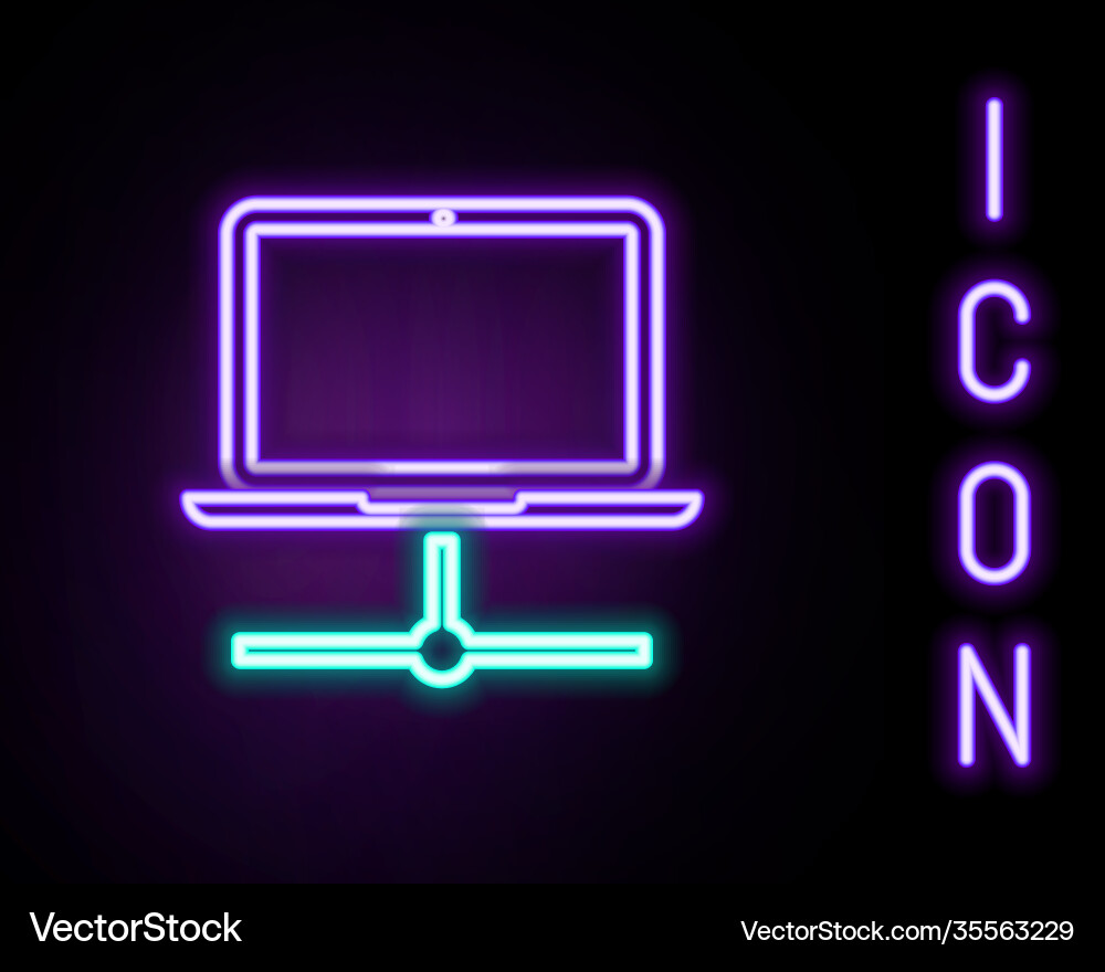 Glowing neon line computer network icon isolated Glowing neon line computer network icon isolated vector image