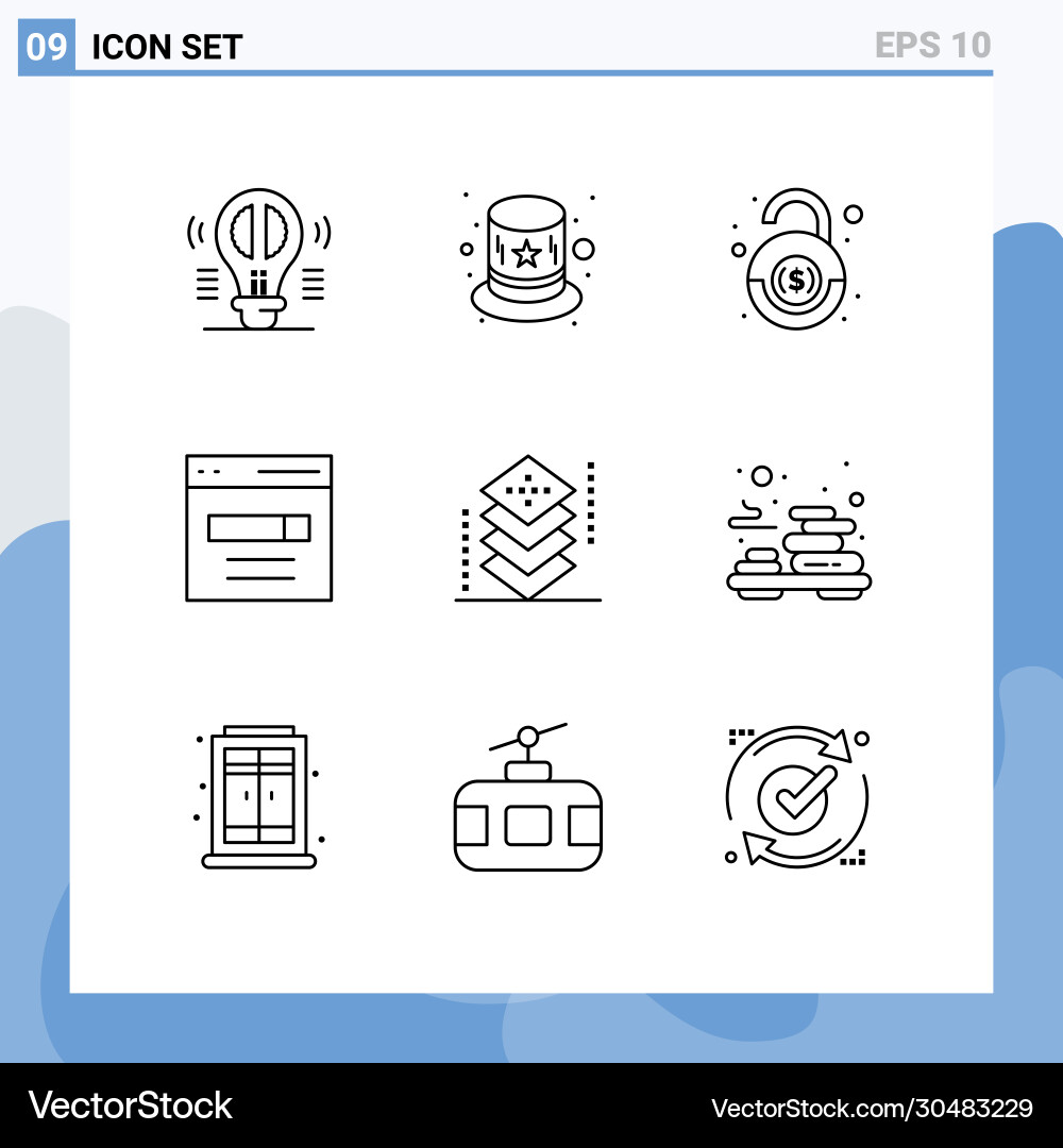 Group 9 modern outlines set for coding search Vector Image