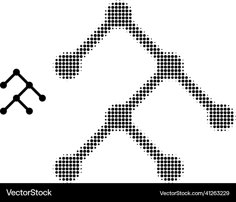 Halftone dotted binary structure icon Halftone dotted binary structure icon Vector Image