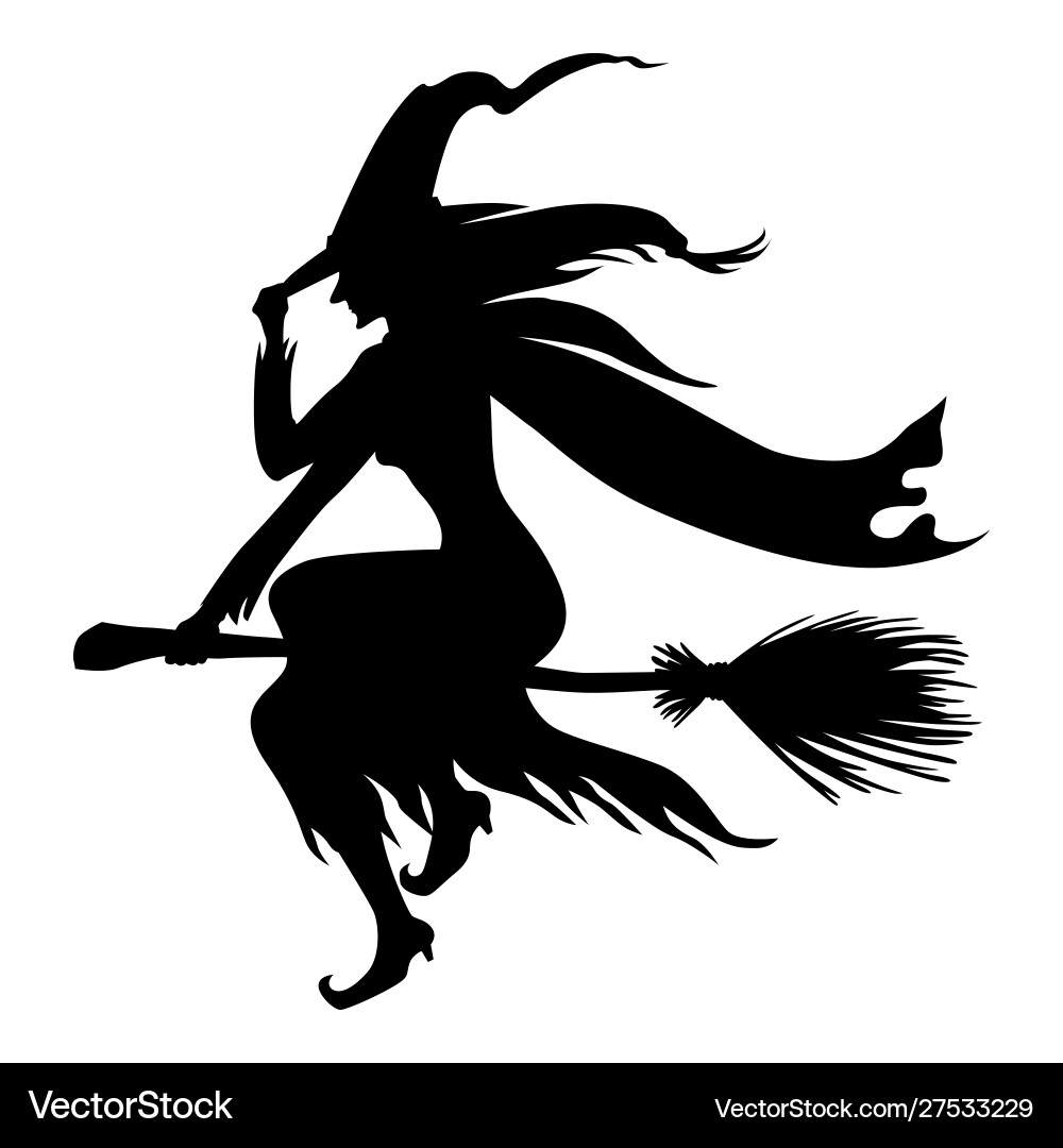 Halloween Witch Silhouette Vector Image