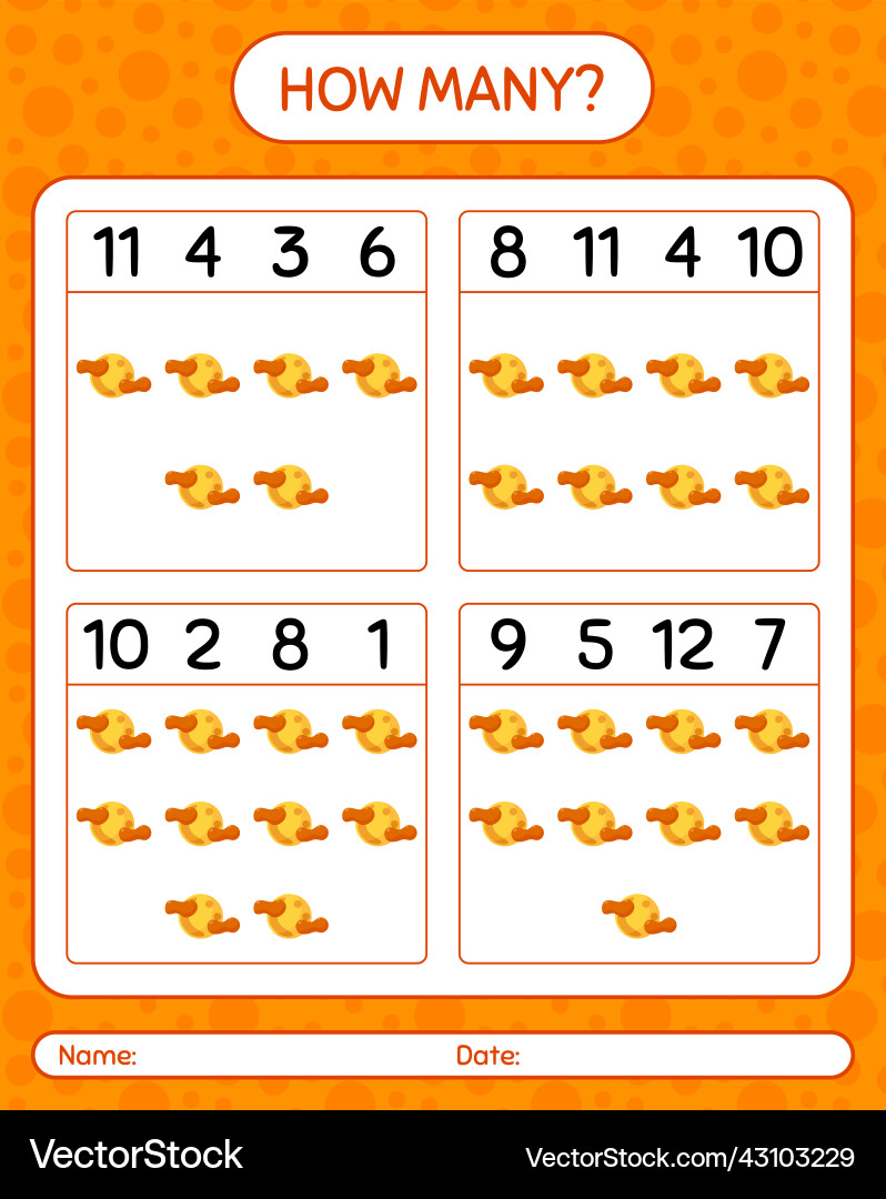 How many counting game with full moon worksheet How many counting game with full moon worksheet vector image