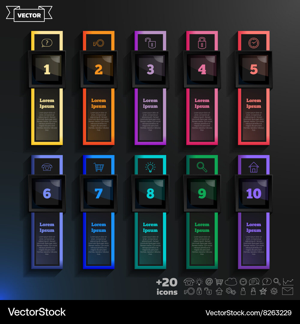 Infographic design list with colorful squares vector image