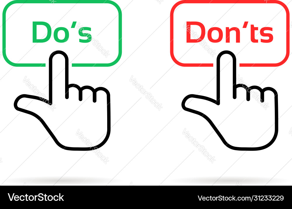 Linear do s and don ts click button Linear do s and don ts click button vector image
