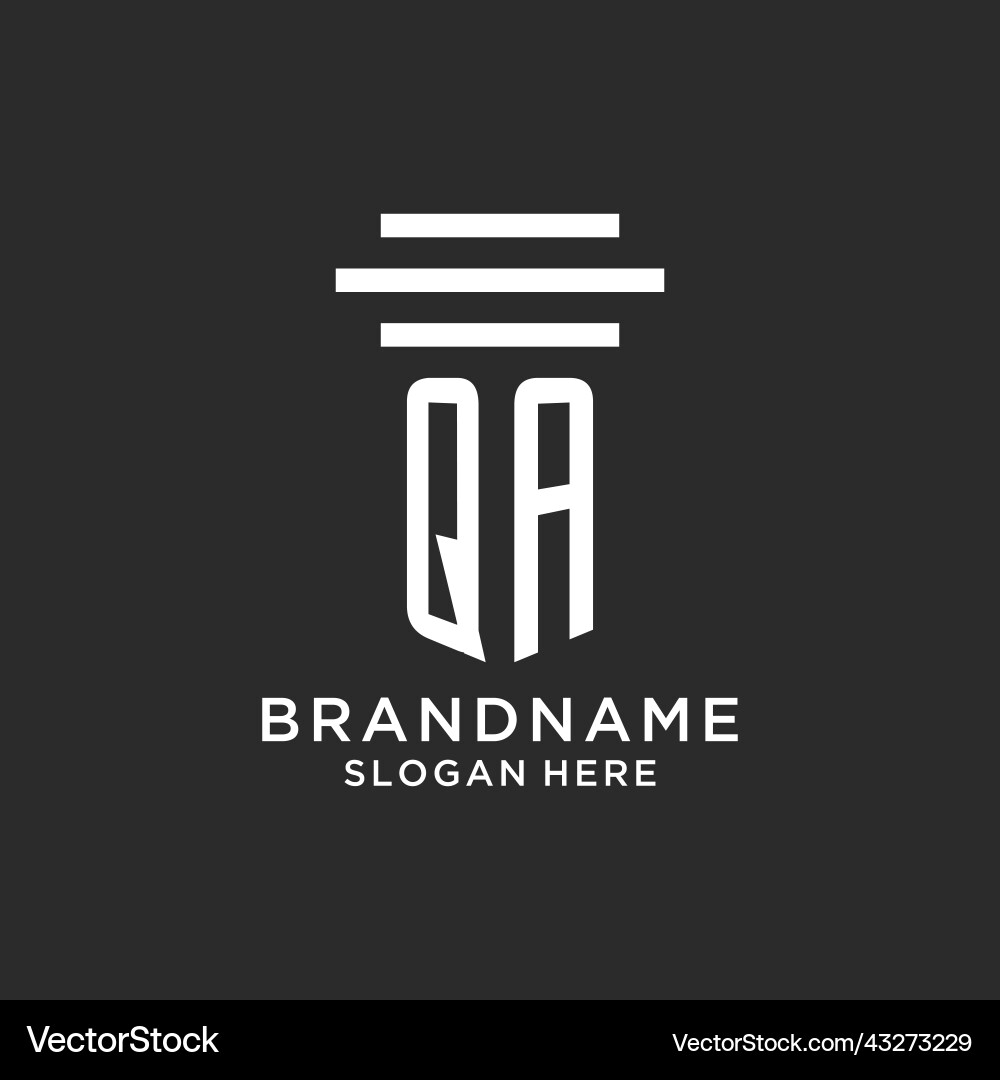 Qa initials with simple pillar logo design Qa initials with simple pillar logo design Vector Image