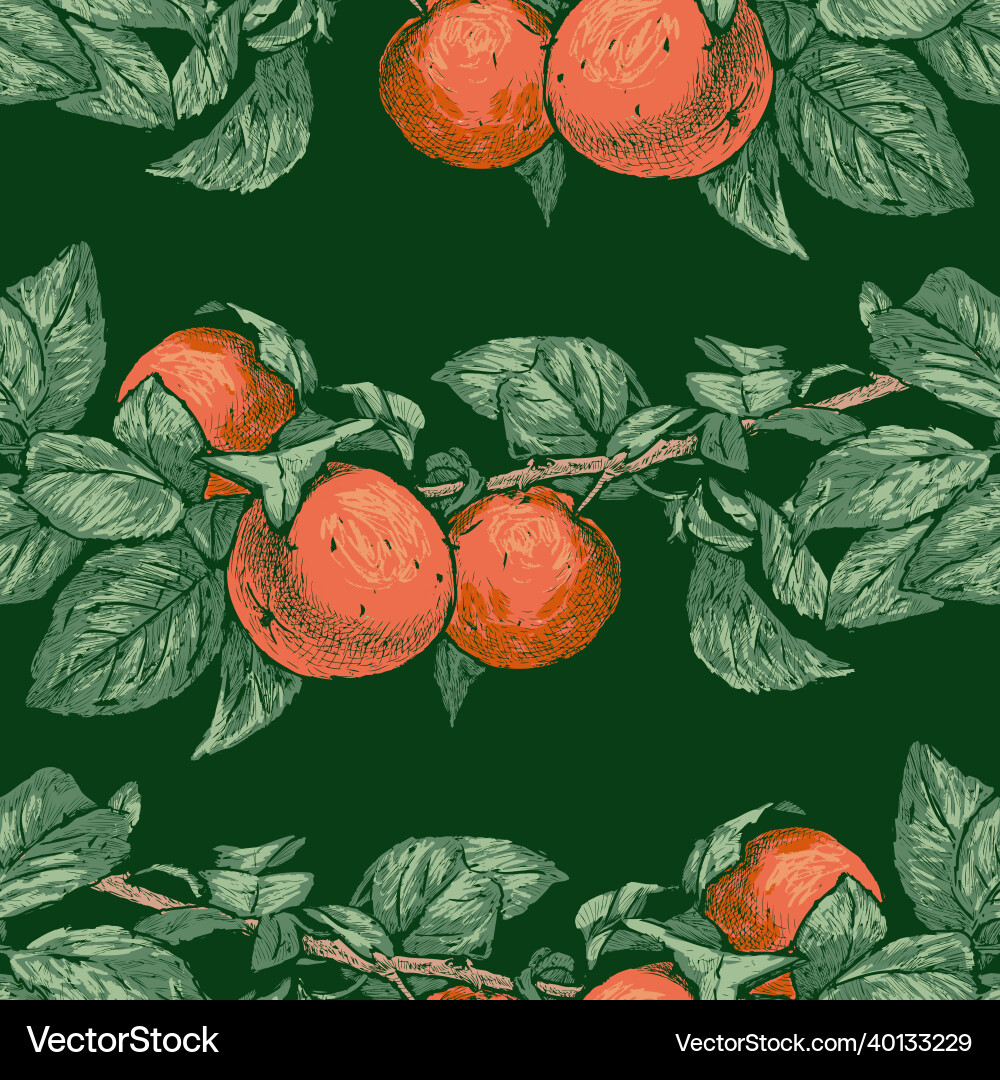 Seamless pattern from drawn branches with ripe Vector Image